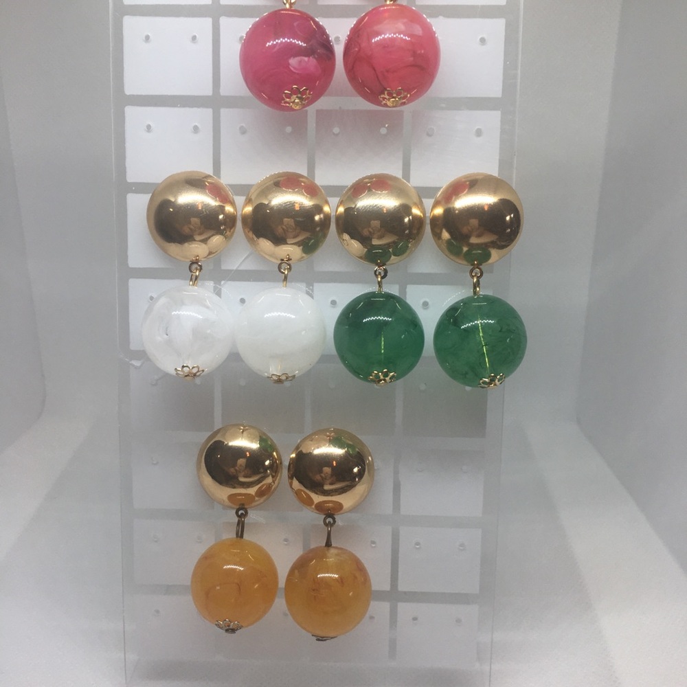 NEW! Colorful Ball Earrings. Available in Pink, Green, White, Yellow.